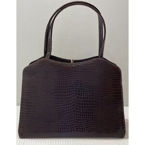 THEODOR California RETRO Mid-Century Faux Reptile Brown Kelly Purse Handbag